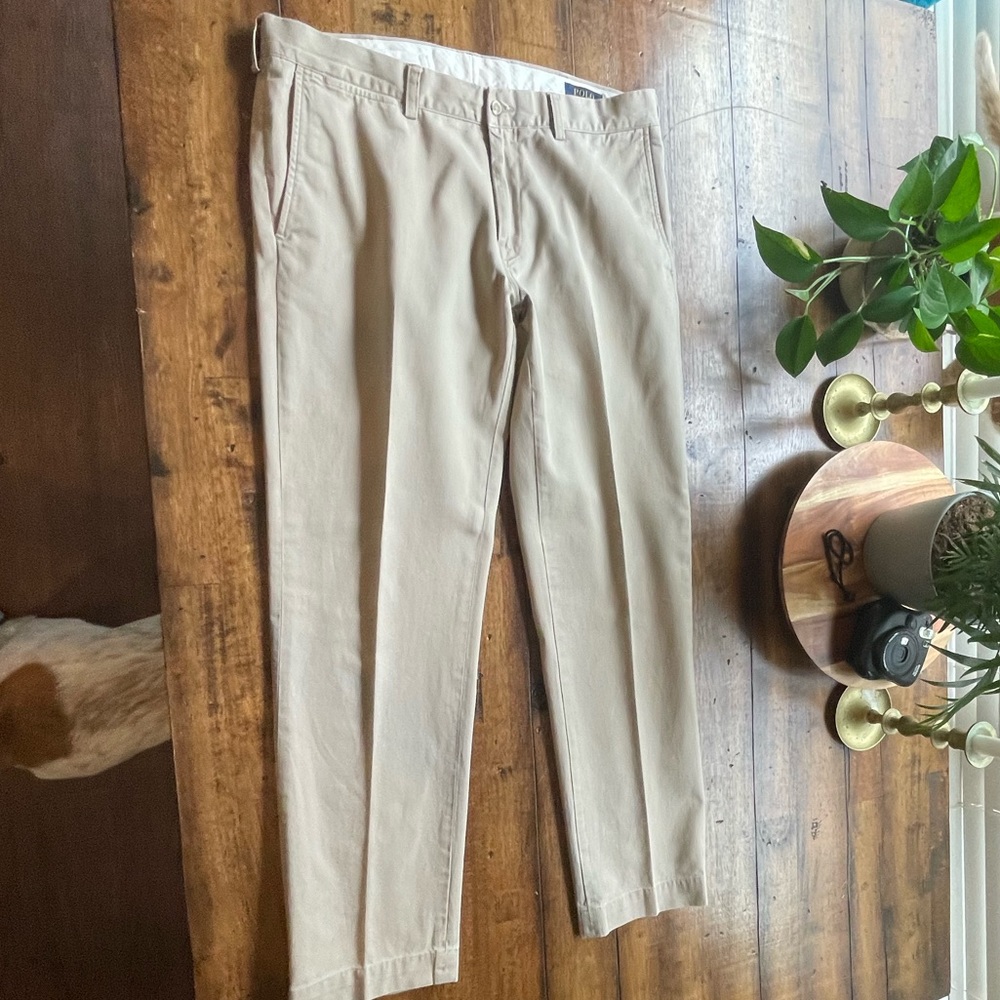 Mens Polo Ralph Lauren khaki slim fit pants - 35/32 trousers